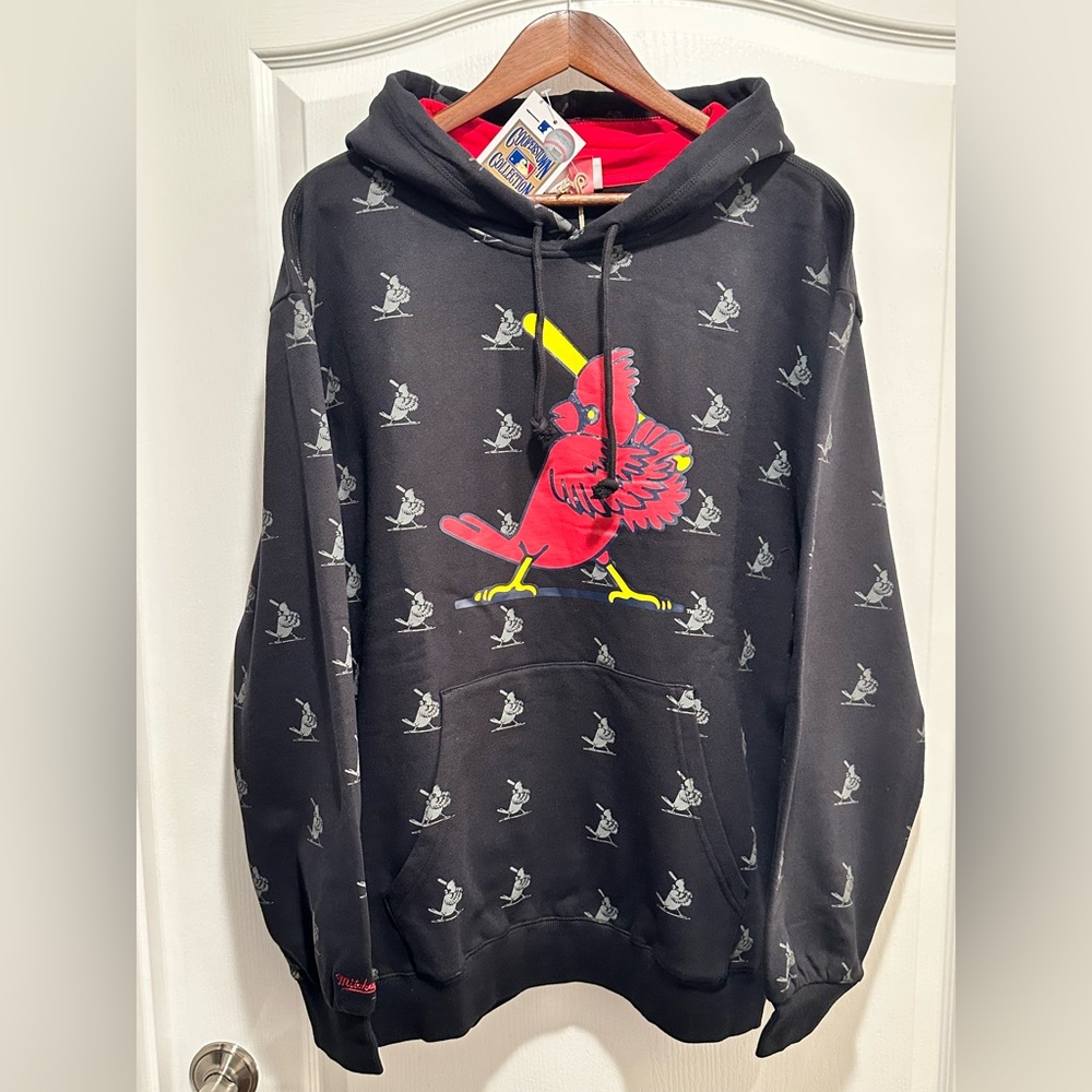 St. Louis Cardinals Mitchell & Ness Cooperstown Collection Black Hoodie, Sz: LG